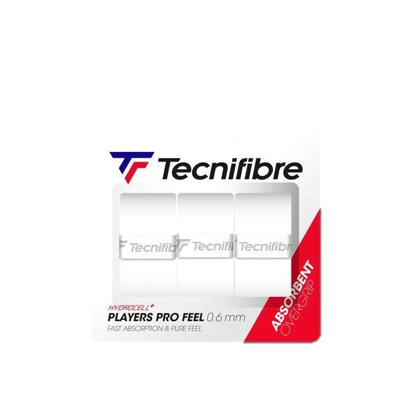 TECNIFIBRE PLAYERS PRO FEEL OVERGRIPS 3 PACK - WHITE