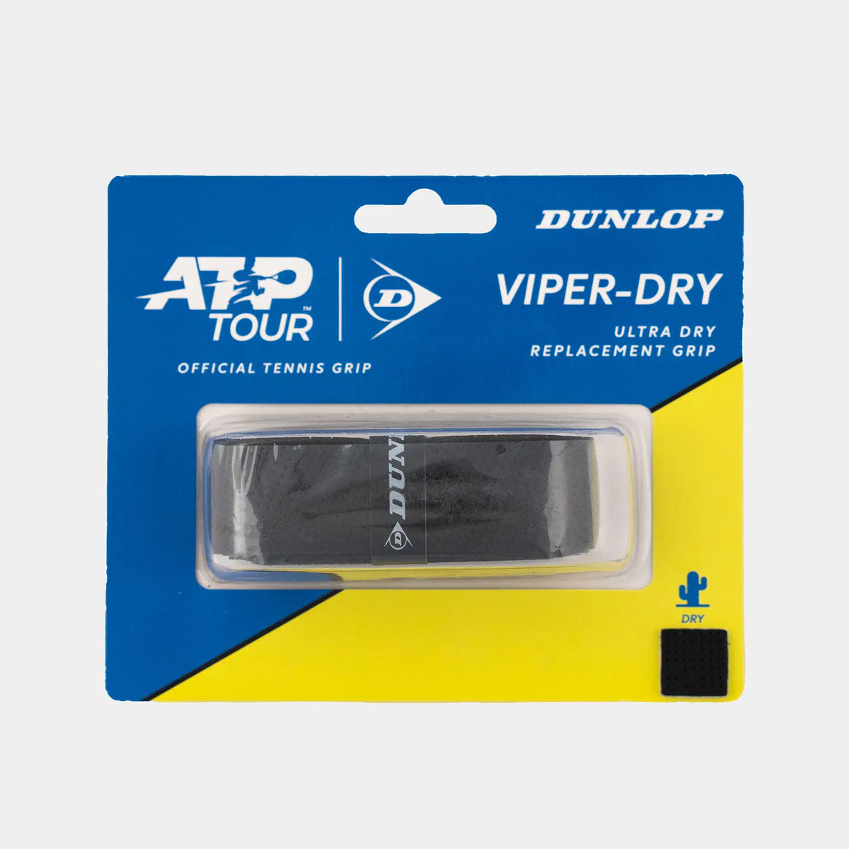 Dunlop Viper-Dry Ultra Dry replacement tennis grip in blue and yellow packaging
