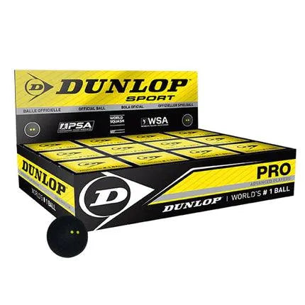 DUNLOP PRO SQUASH BALL - DOUBLE YELLOW DOT - 1 Dozen - Bassline Retail