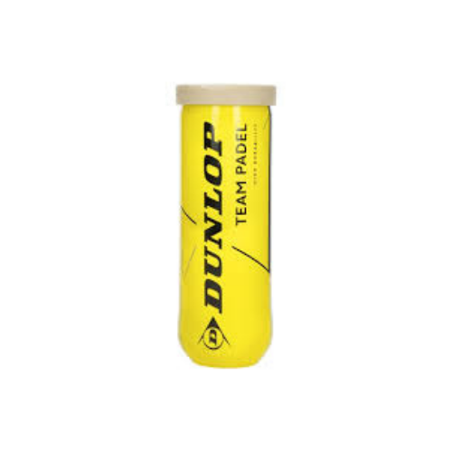 Yellow can of Dunlop Team Padel balls with a white lid