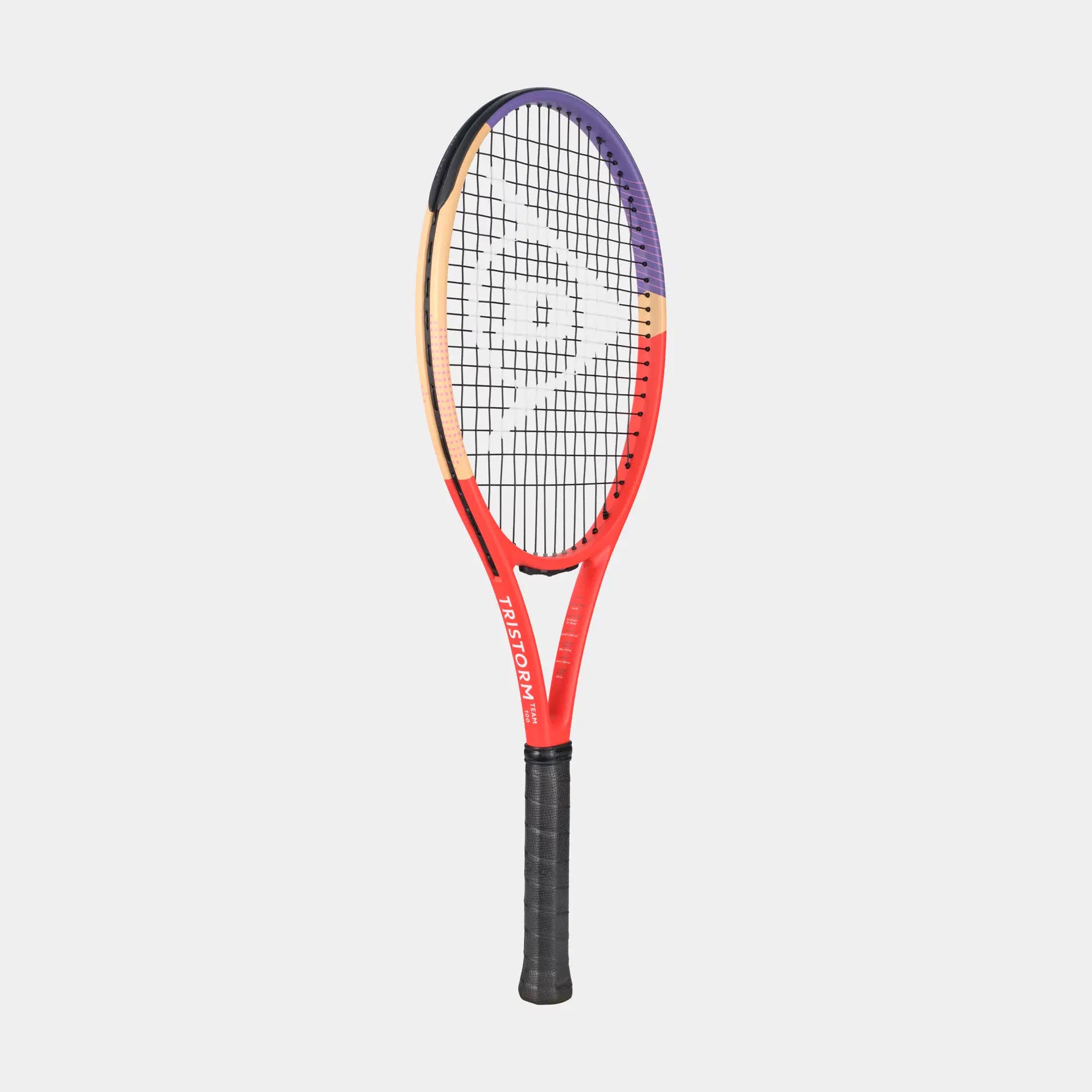 Tristorm Team tennis racket with a red, orange, and purple colorful frame.