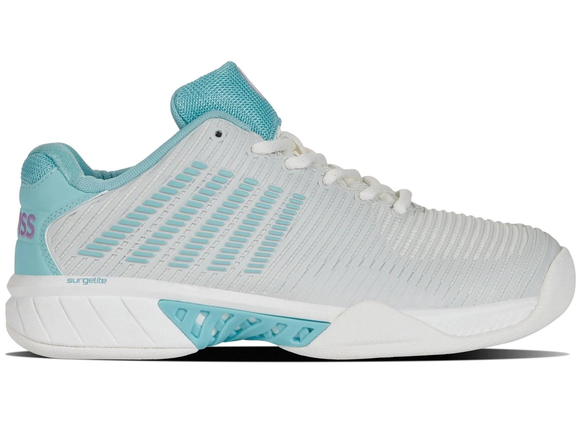 K-SWISS HYPERCOURT EXPRESS 2 CARPET WOMENS INDOOR TENNIS TRAINER - WHITE / BLUE / LILAC - Bassline Retail