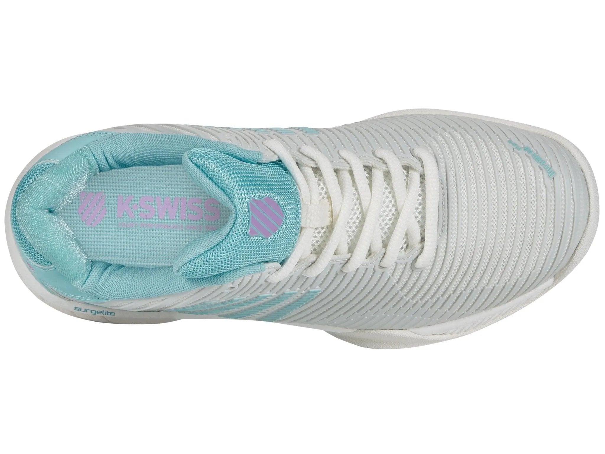 K-SWISS HYPERCOURT EXPRESS 2 CARPET WOMENS INDOOR TENNIS TRAINER - WHITE / BLUE / LILAC - Bassline Retail