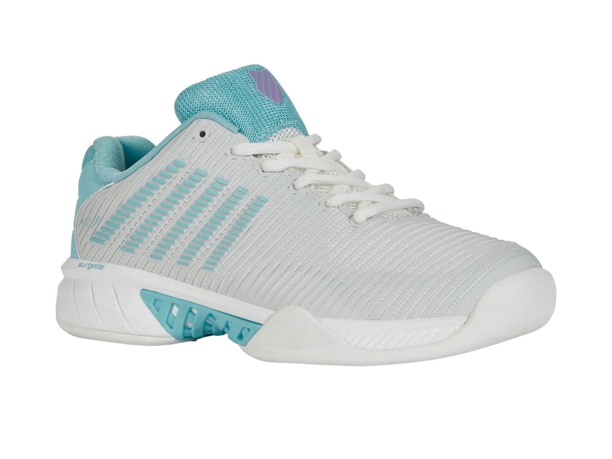 K-SWISS HYPERCOURT EXPRESS 2 CARPET WOMENS INDOOR TENNIS TRAINER - WHITE / BLUE / LILAC - Bassline Retail