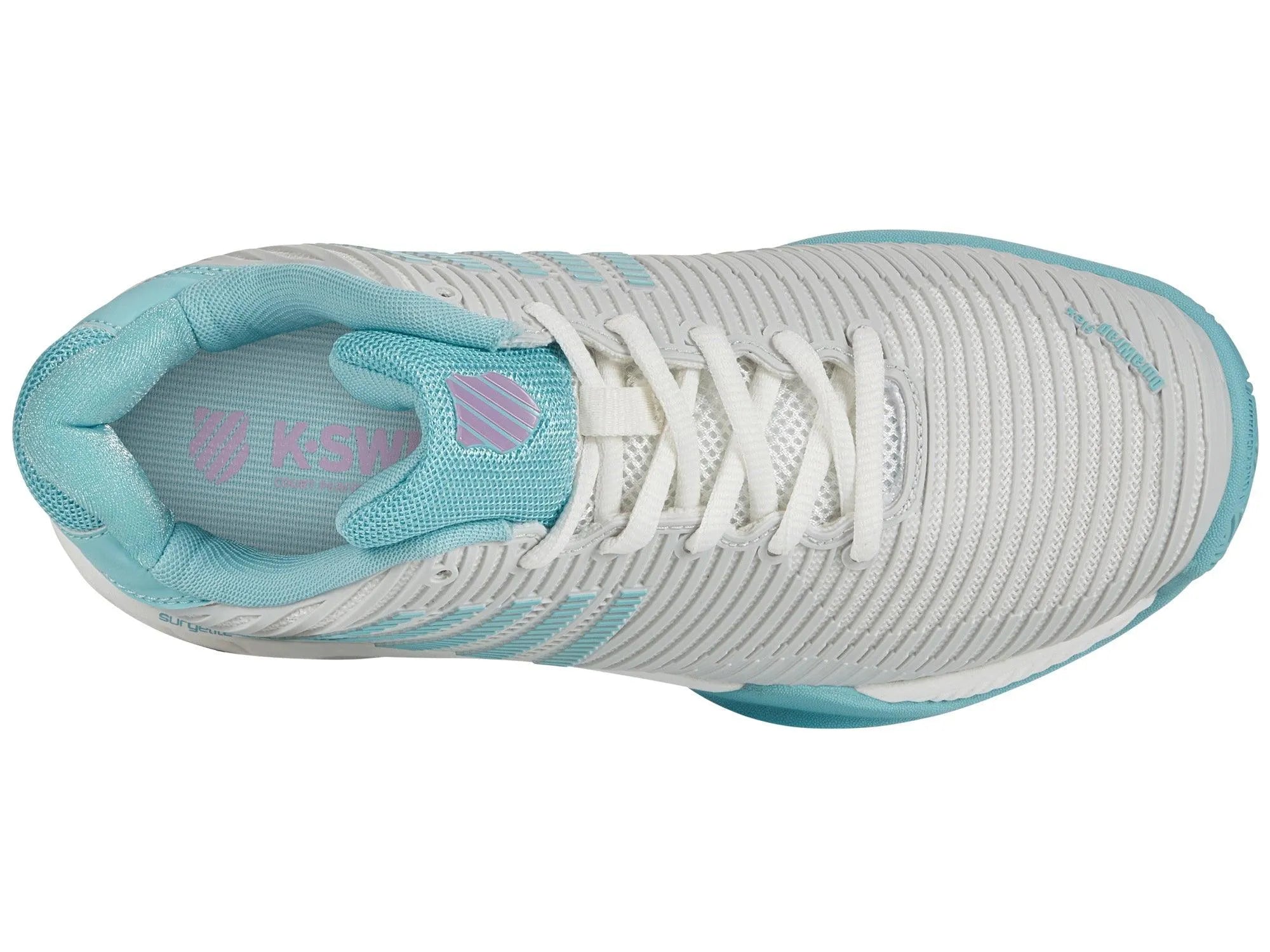 K-SWISS HYPERCOURT EXPRESS 2 WOMENS TENNIS TRAINER - WHITE / BLUE / LILAC - Bassline Retail