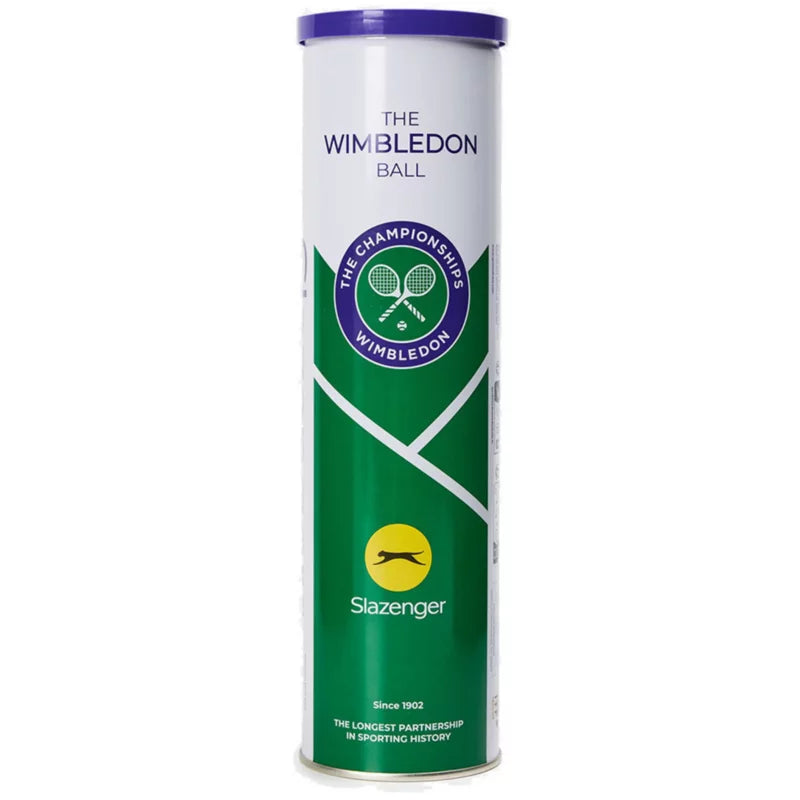 Can of Slazenger The Wimbledon Ball tennis balls with official tournament branding.
