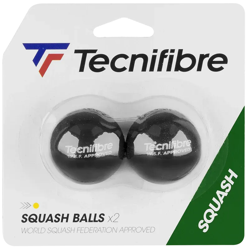 Tecnifibre Squash Balls Single Yellow Dot Pack Of Two - Bassline Retail