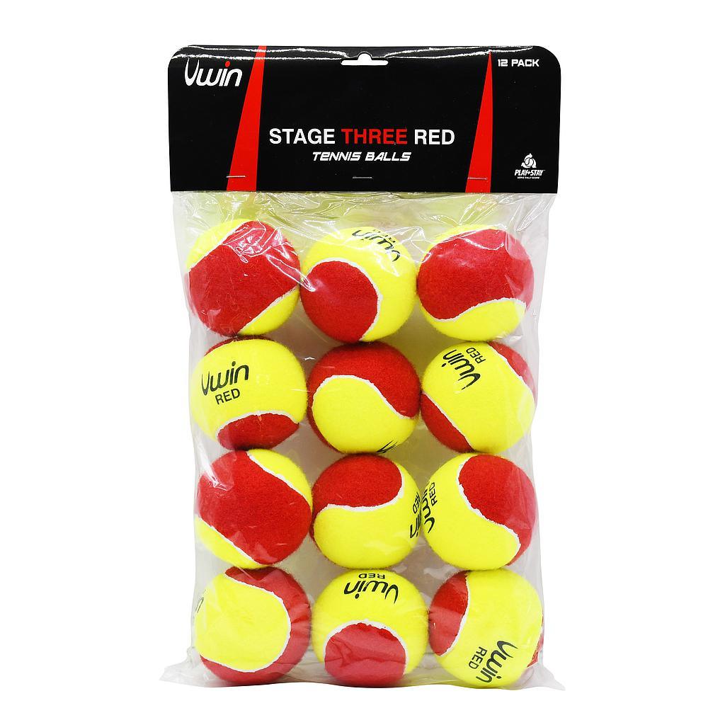 Uwin Stage 3 Red Tennis Balls - Pack of 12 balls - Bassline Retail