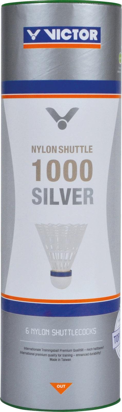 VICTOR NYLON SHUTTLE 1000 SILVER 6PC TUBE MEDIUM SPEED WHITE - Bassline Retail