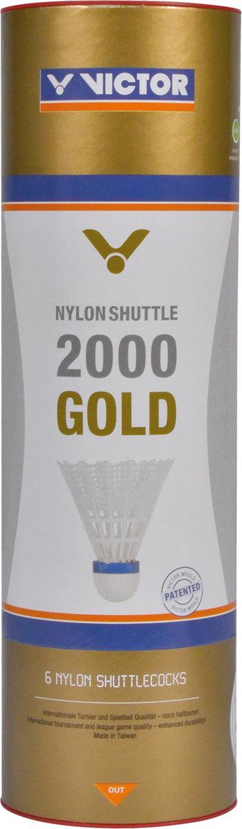 VICTOR NYLON SHUTTLE 2000 GOLD 6PC TUBE FAST SPEED WHITE - Bassline Retail