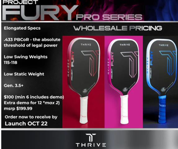 THRIVE FURY ELONGATED 15.5 MM (GEN 3.5 POWER SERIES) PICKELBALL PADDLE