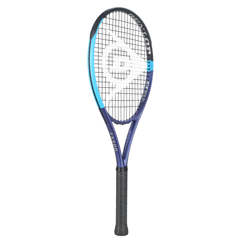 Babolat Pure Drive tennis racket with blue and black frame, FX500 model, ideal for performance play