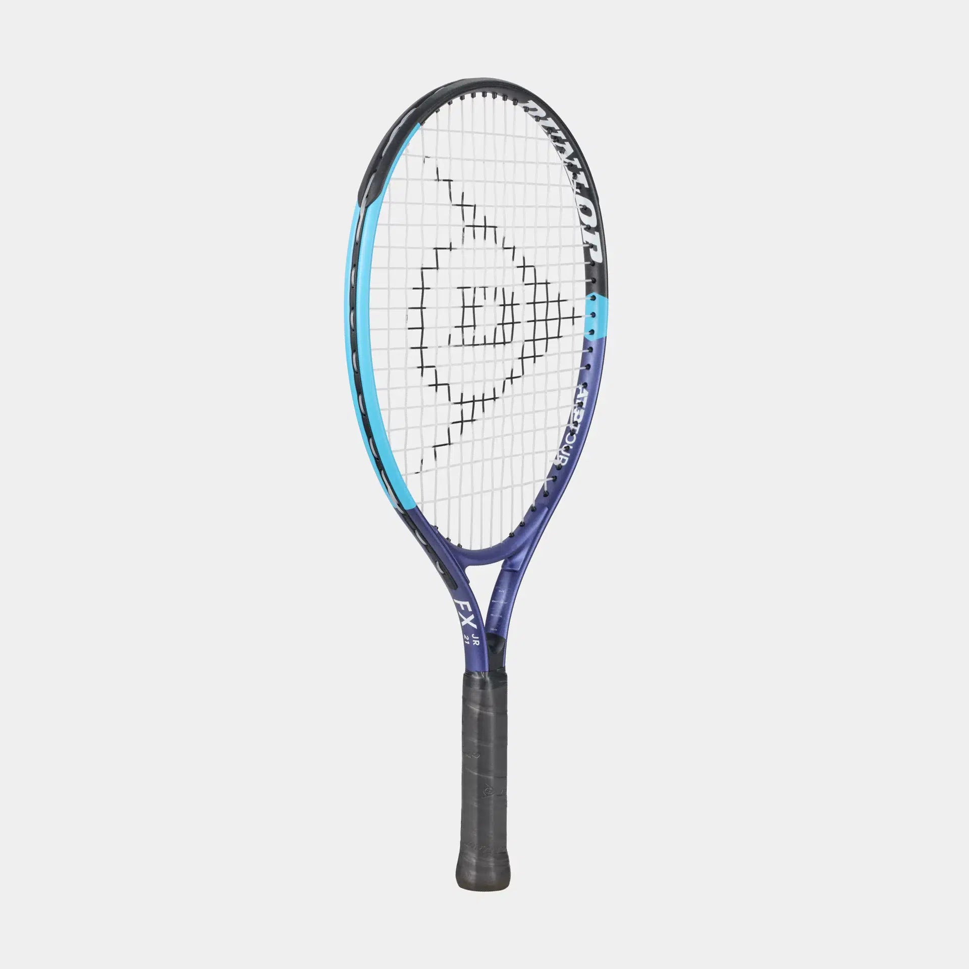 Head FX tennis racket with blue and black frame and grey grip
