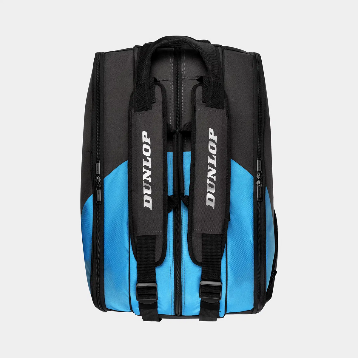 Dunlop black and blue tennis racket bag with padded shoulder straps