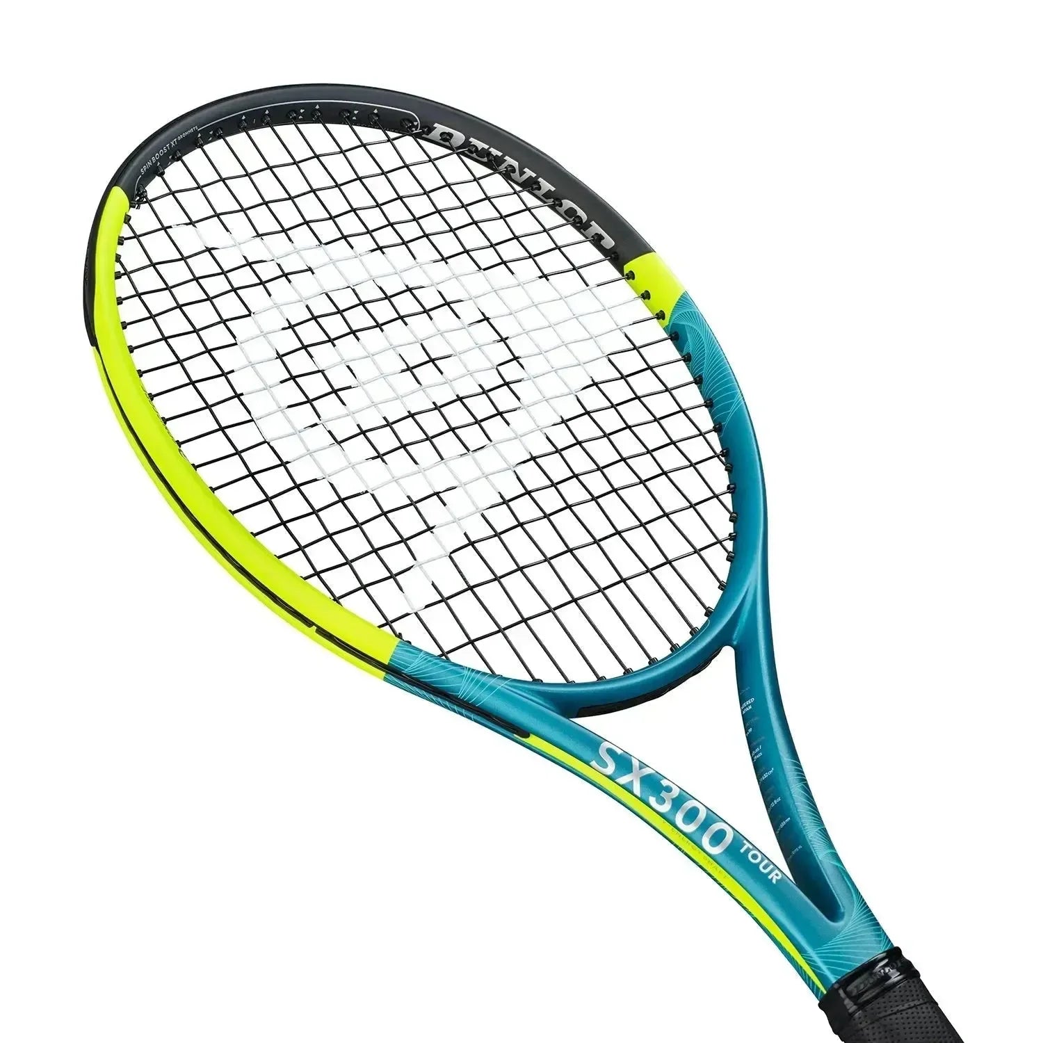 The New Dunlop SX 300 Tour Tennis Racket - Yellow & Teal