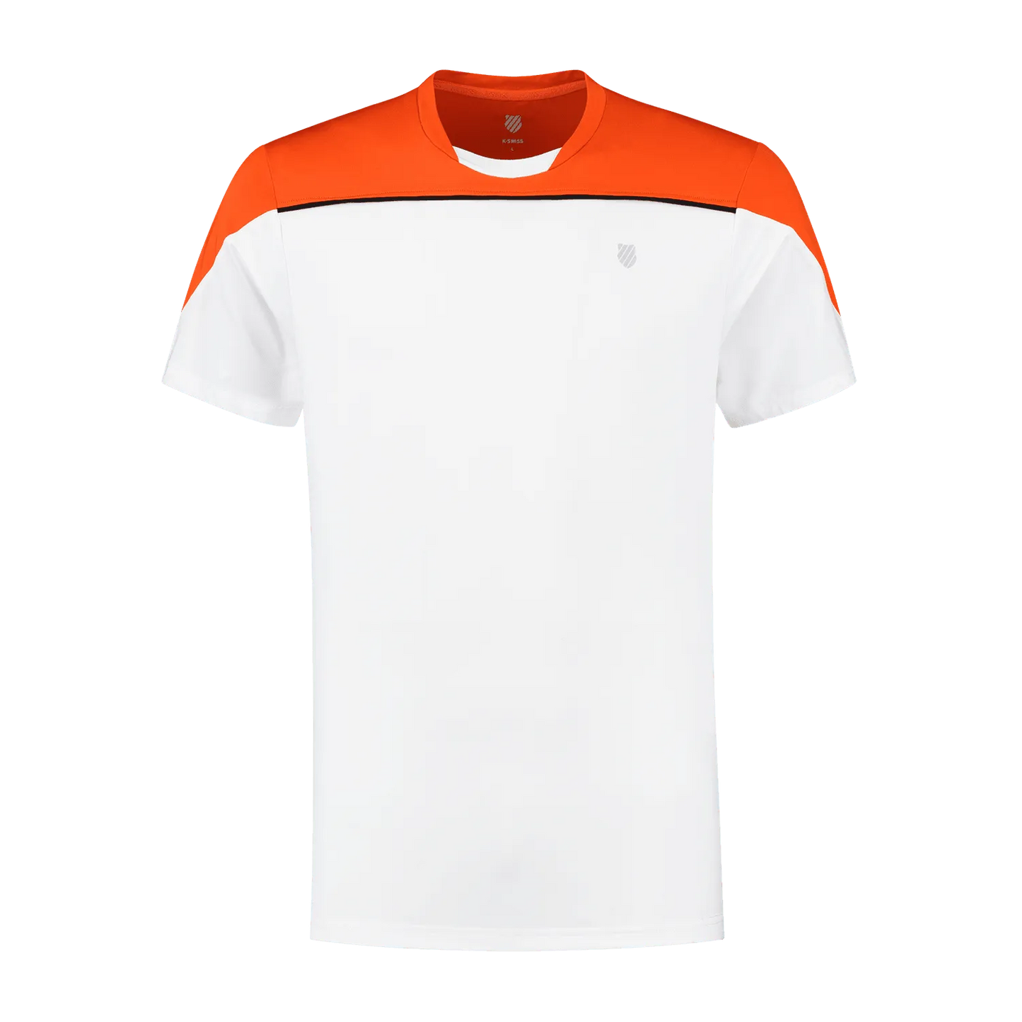 K-Swiss Mens Hypercourt Block Crew Tee 3 - White/Spicy Orange - Bassline Retail