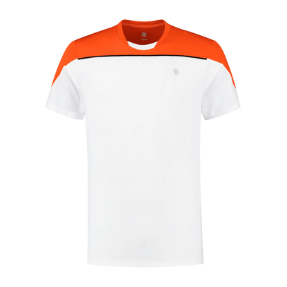 K-Swiss Mens Hypercourt Block Crew Tee 3 - White/Spicy Orange - Bassline Retail