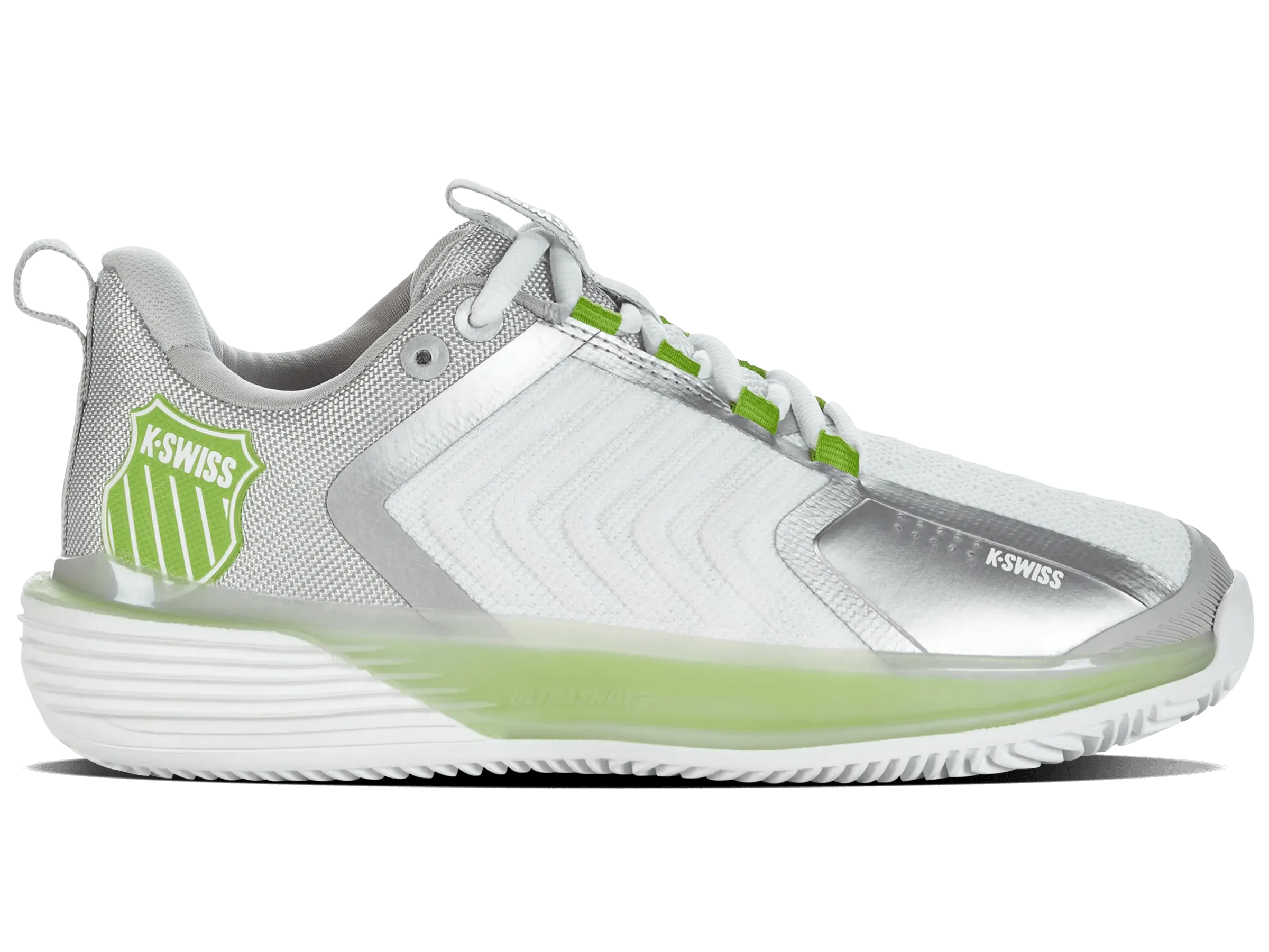 K-SWISS ULTRASHOT 3HB - WOMEN'S - WHITE/GRAY VIOLET/LIME GREEN - Bassline Retail