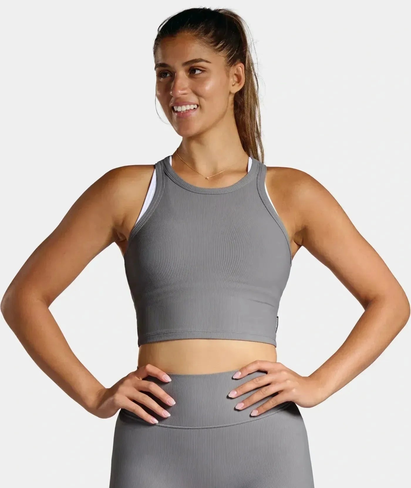 NORDICDOTS RIB TANK TOP STEEL GREY - WOMENS - Bassline Retail