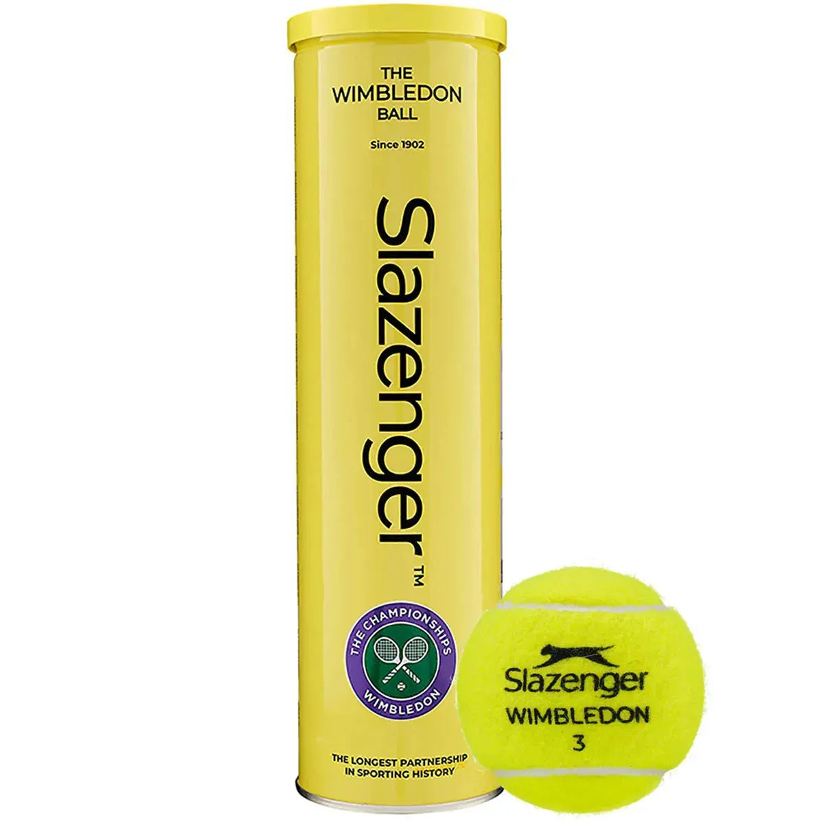 SLAZENGER WIMBLEDON TENNIS BALLS 4 BALL CAN - Bassline Retail