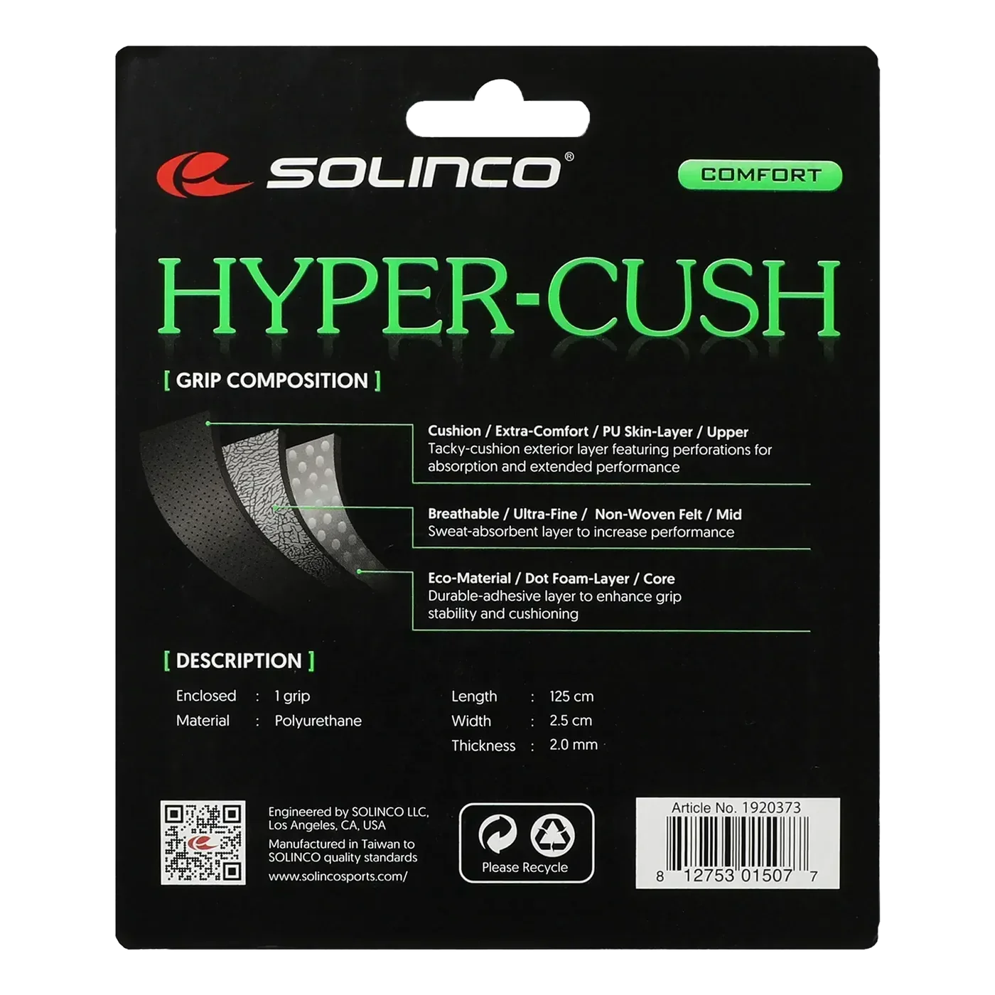SOLINCO HYPER-CUSH TENNIS RACKET REPLACEMENT GRIP - Bassline Retail
