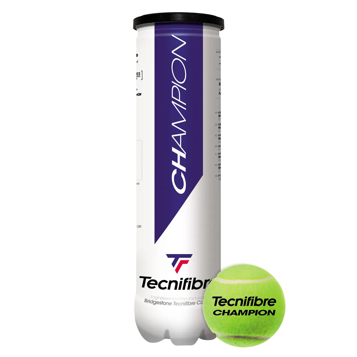 TECNIFIBRE CHAMPION TENNIS BALL - 4 Ball Tube - Bassline Retail