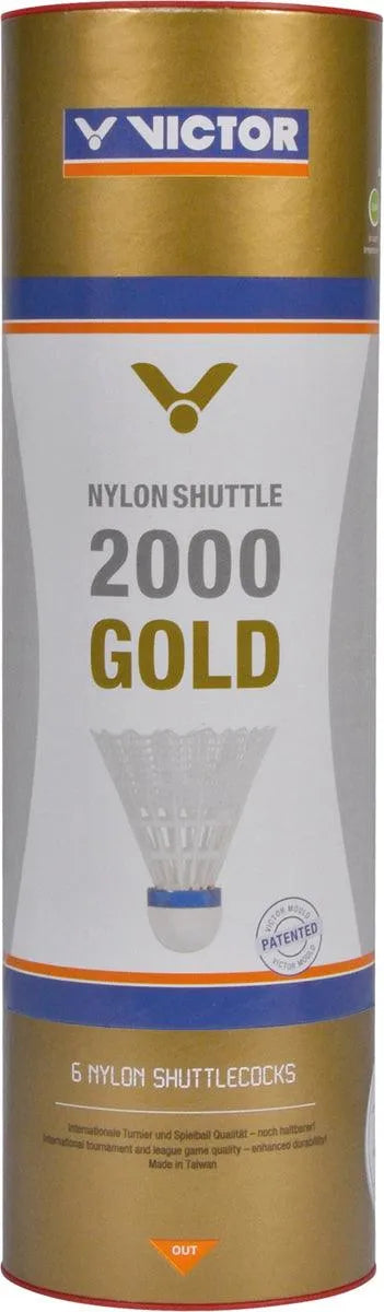 VICTOR NYLON SHUTTLE 2000 GOLD 6PC TUBE FAST SPEED WHITE - Bassline Retail