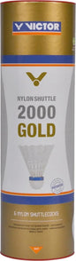 VICTOR NYLON SHUTTLE 2000 GOLD 6PC TUBE FAST SPEED WHITE - Bassline Retail